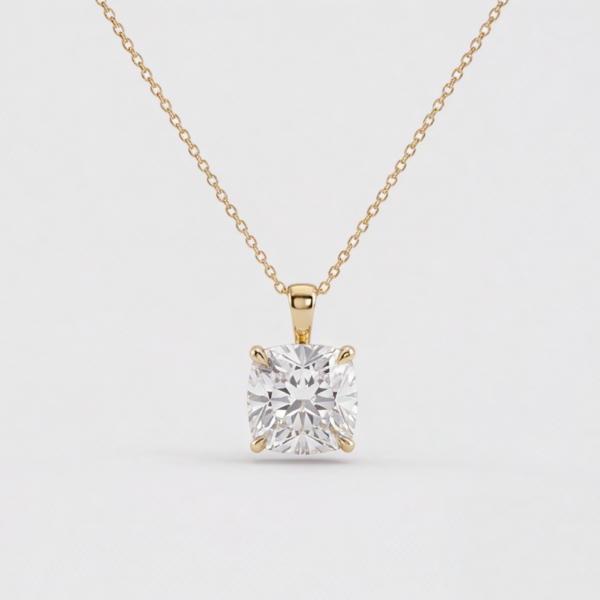 2 Ct. Cushion Cut Lab Grown Diamond Solitaire Pendant Necklace (VS-EF)