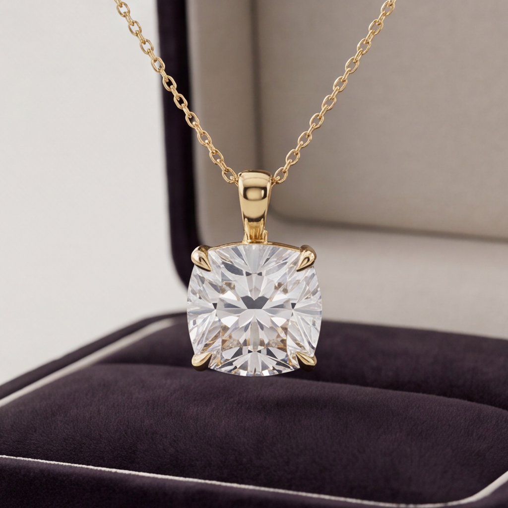 2 Ct. Cushion Cut Lab Grown Diamond Solitaire Pendant Necklace (VS-EF)