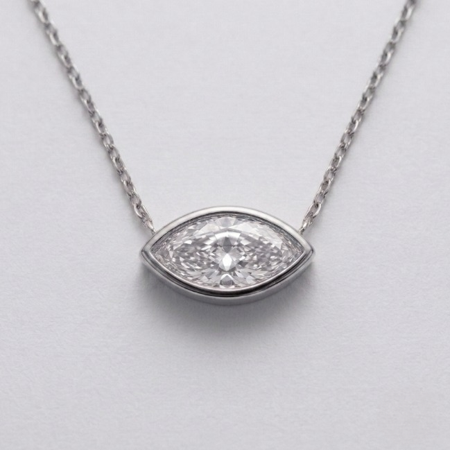 1 Ct. Lab Grown Diamond Marquise Cut Solitaire Pendant Necklace (VS-EF)