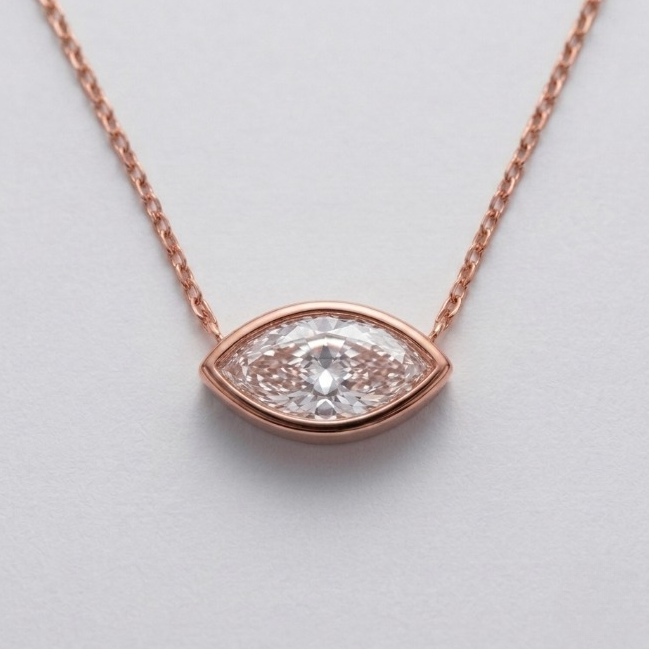1 Ct. Lab Grown Diamond Marquise Cut Solitaire Pendant Necklace (VS-EF)
