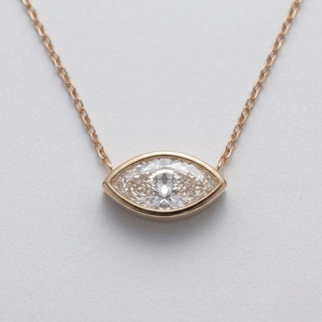 1 Ct. Lab Grown Diamond Marquise Cut Solitaire Pendant Necklace (VS-EF)