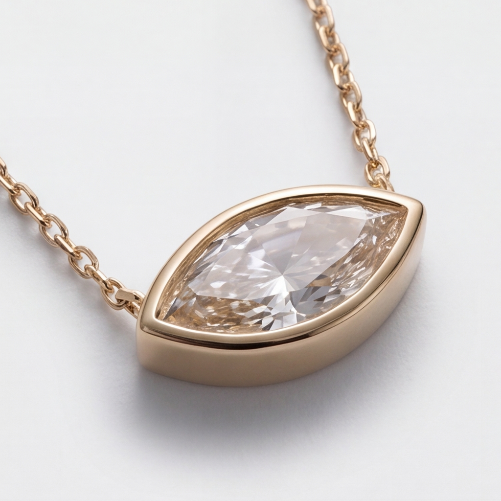 1 Ct. Lab Grown Diamond Marquise Cut Solitaire Pendant Necklace (VS-EF)