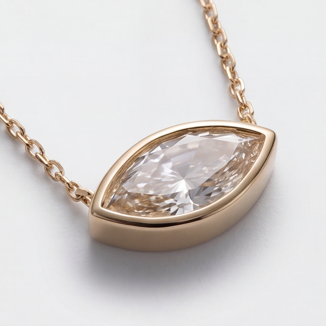 1 Ct. Lab Grown Diamond Marquise Cut Solitaire Pendant Necklace (VS-EF)