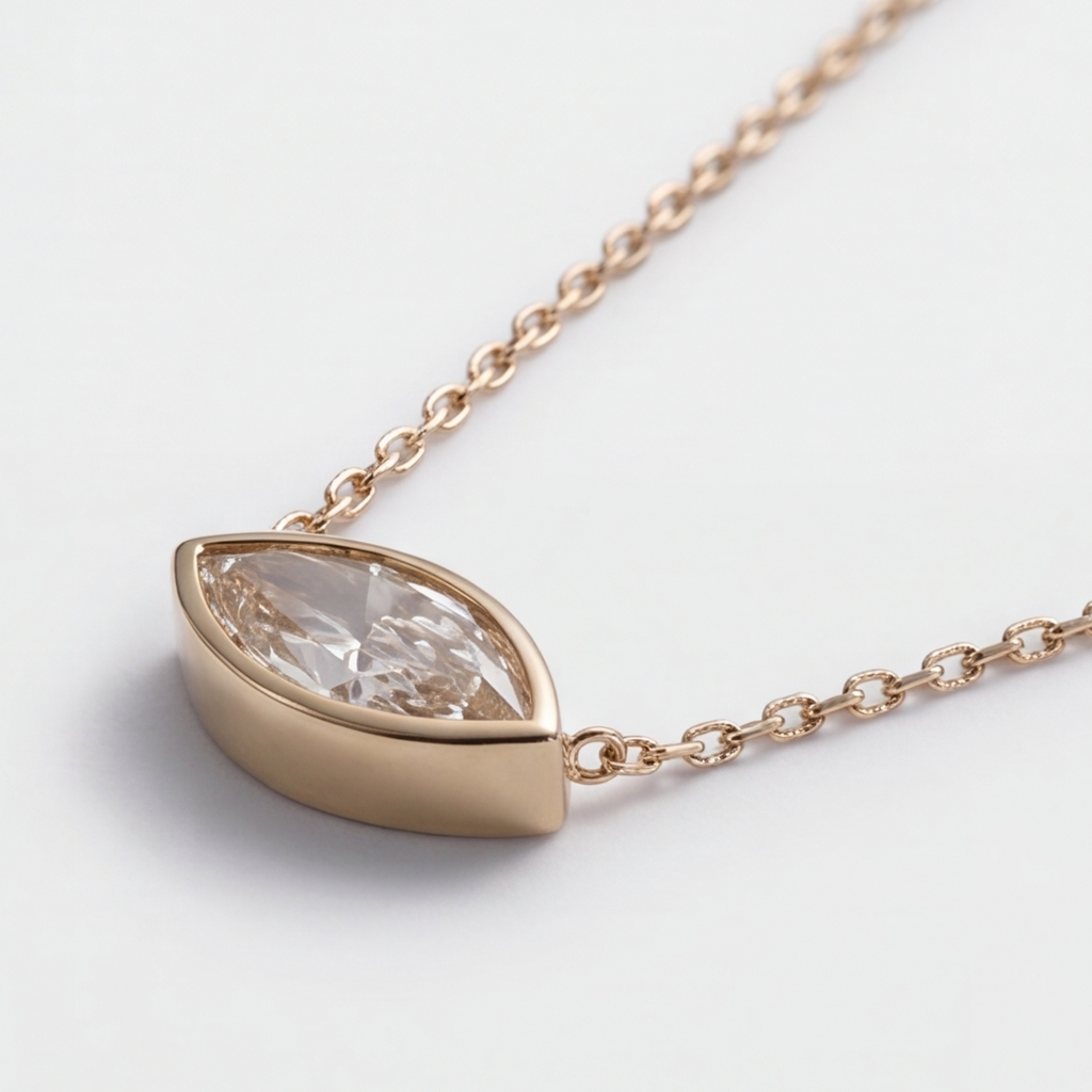 1 Ct. Lab Grown Diamond Marquise Cut Solitaire Pendant Necklace (VS-EF)