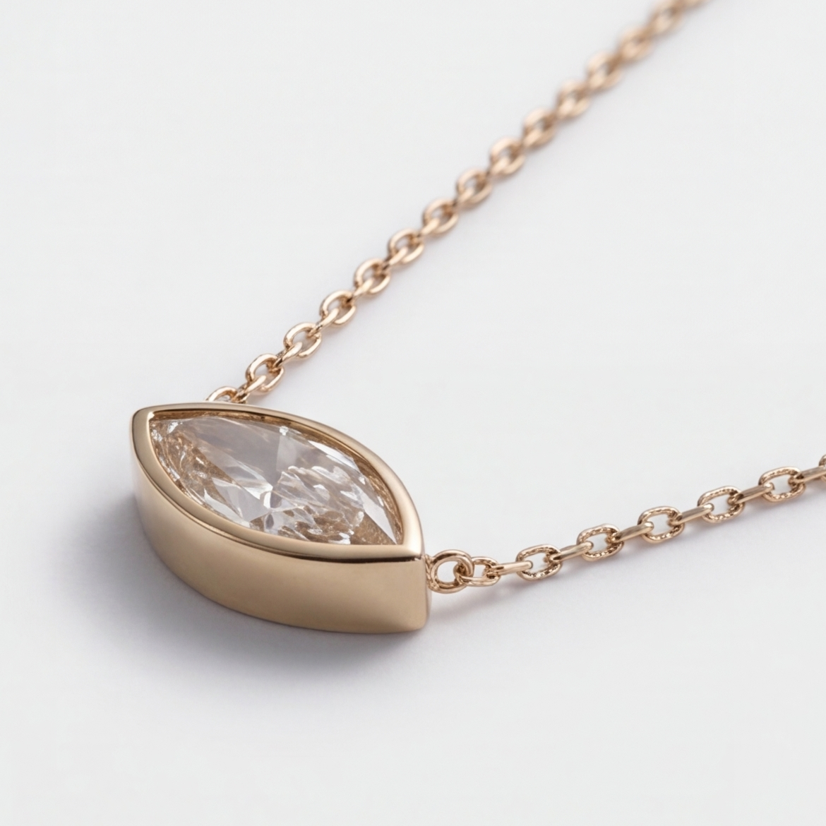 1 Ct. Lab Grown Diamond Marquise Cut Solitaire Pendant Necklace (VS-EF)