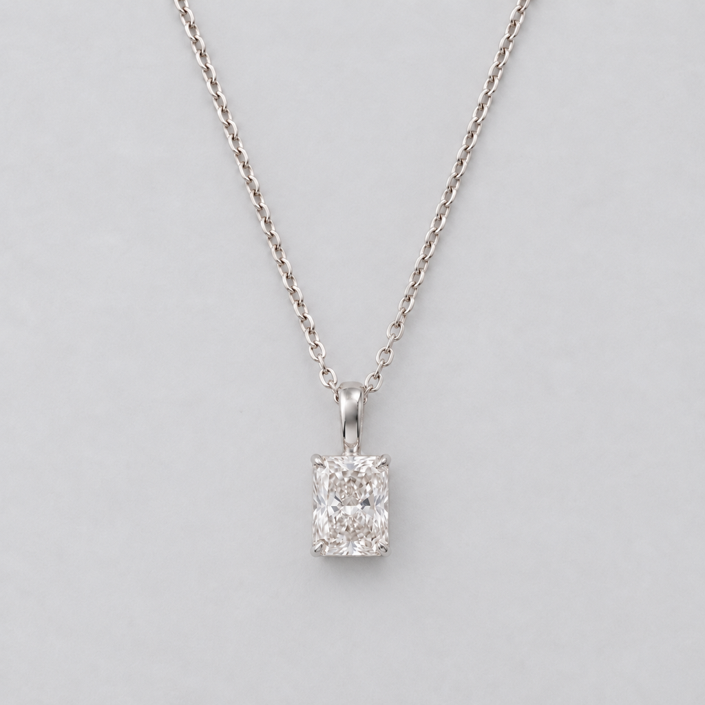 1 Ct. Radiant Cut Lab Grown Diamond Solitaire Pendant Necklace (VS-EF)