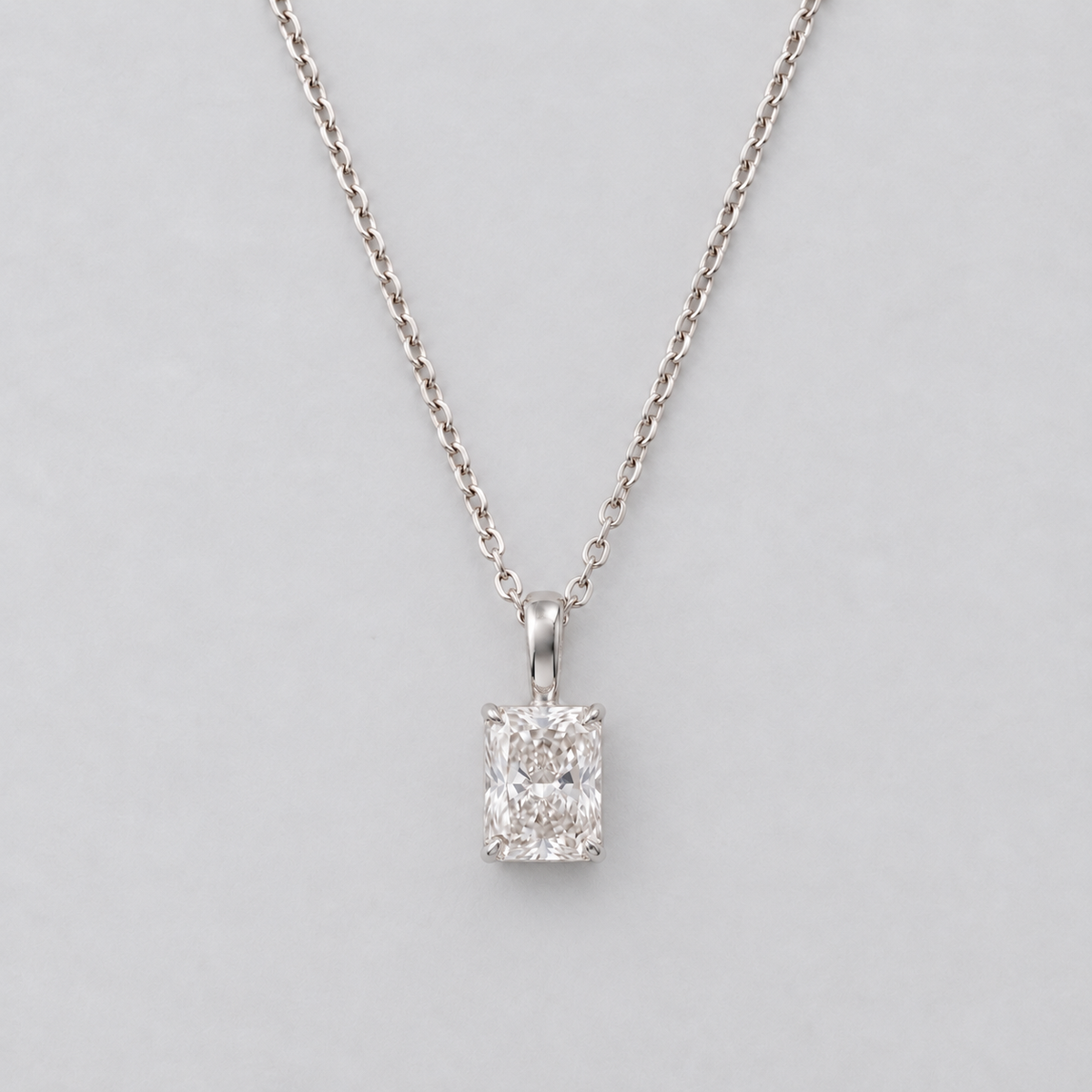 1 Ct. Radiant Cut Lab Grown Diamond Solitaire Pendant Necklace (VS-EF)