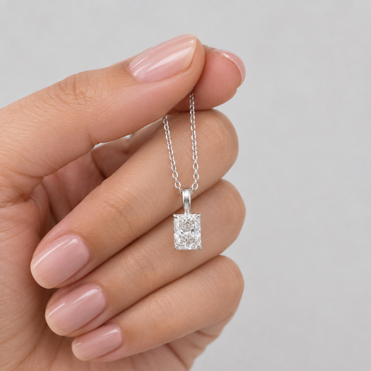1 Ct. Radiant Cut Lab Grown Diamond Solitaire Pendant Necklace (VS-EF)