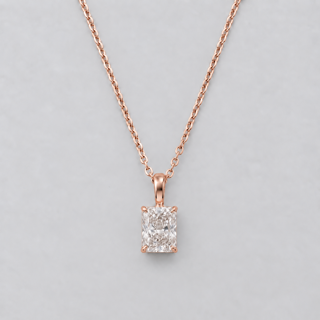 1 Ct. Radiant Cut Lab Grown Diamond Solitaire Pendant Necklace (VS-EF)