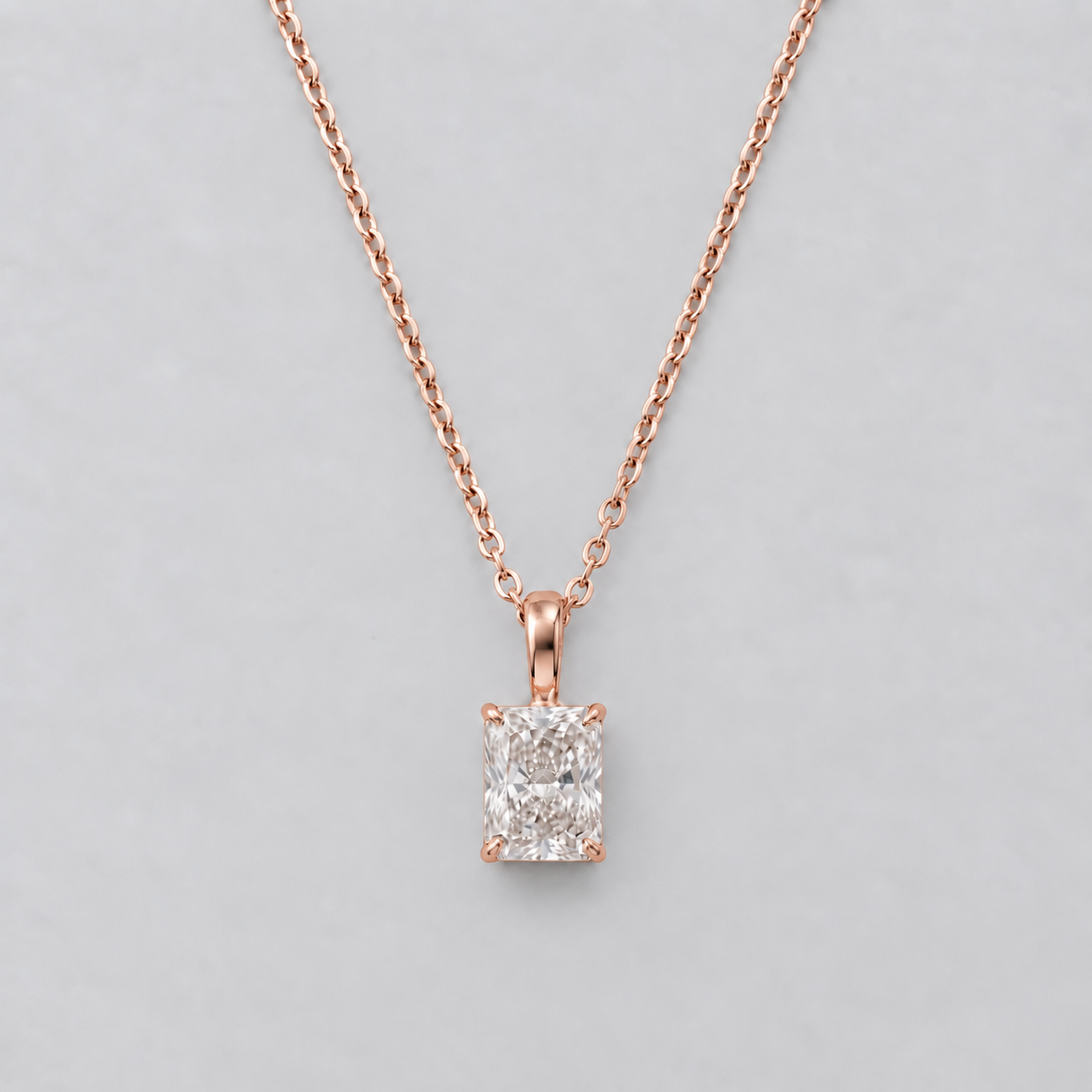 1 Ct. Radiant Cut Lab Grown Diamond Solitaire Pendant Necklace (VS-EF)
