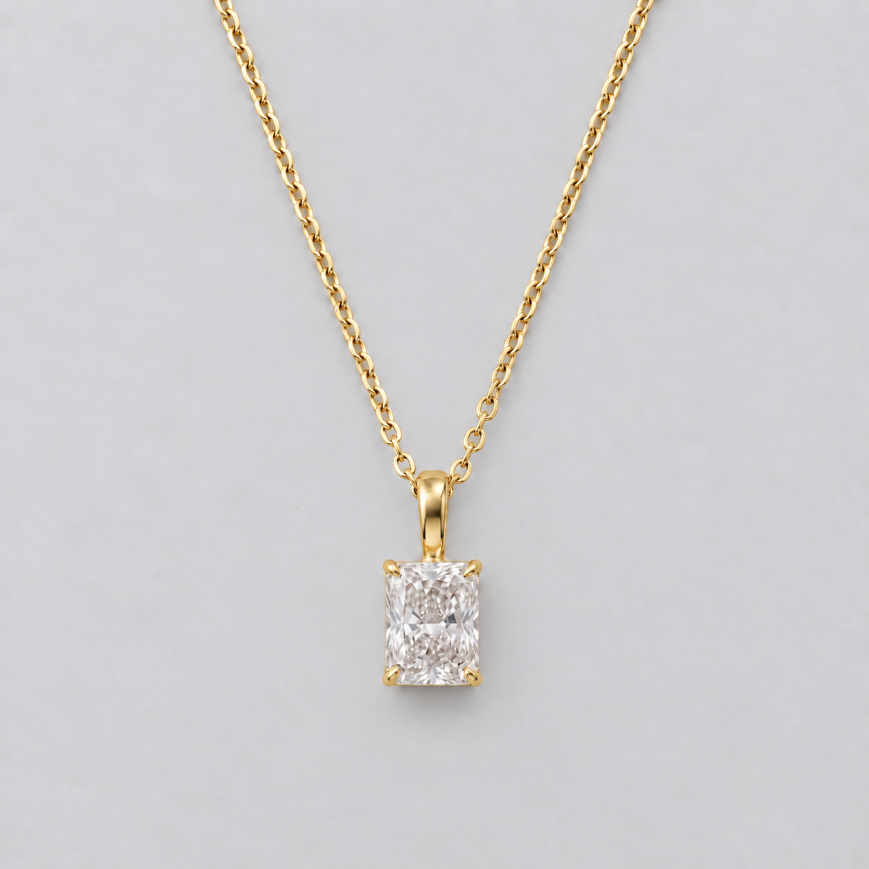 1 Ct. Radiant Cut Lab Grown Diamond Solitaire Pendant Necklace (VS-EF)