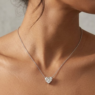 1 Ct. Lab Grown Diamond Heart Cut Solitaire Pendant Necklace (VS-EF)