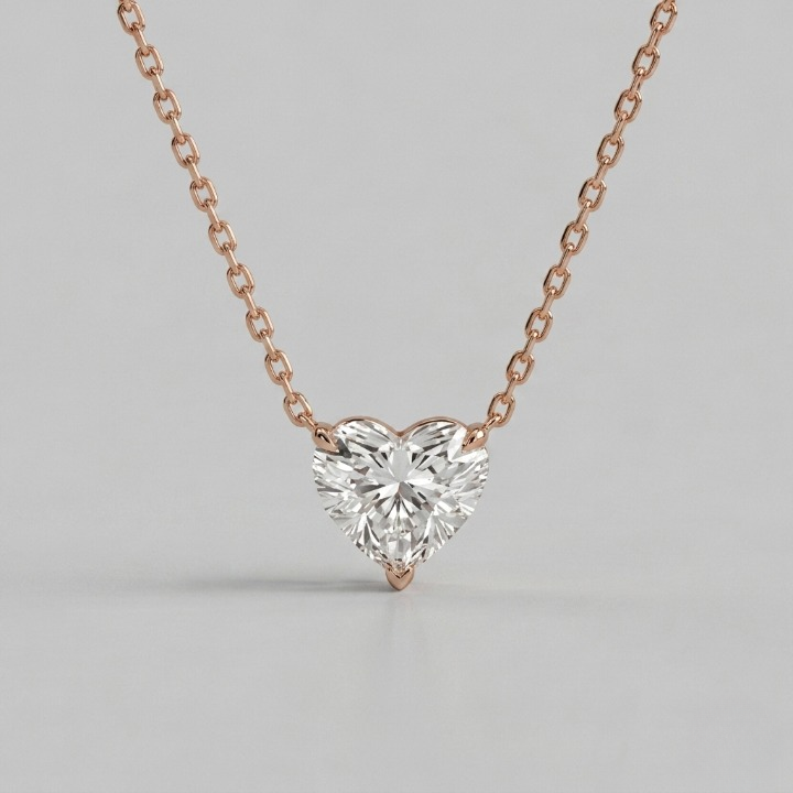 1 Ct. Lab Grown Diamond Heart Cut Solitaire Pendant Necklace (VS-EF)