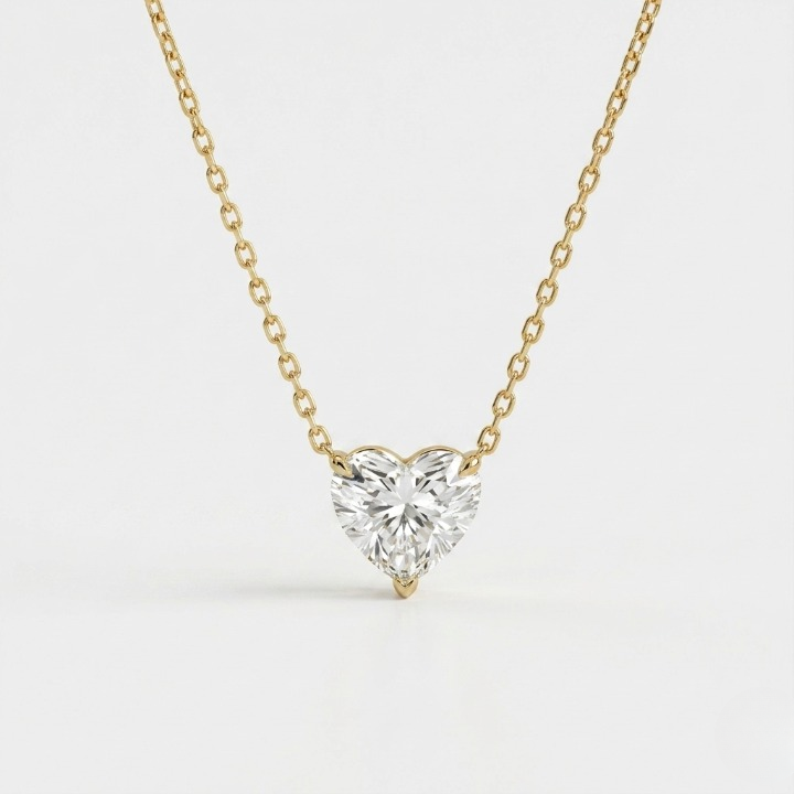 1 Ct. Lab Grown Diamond Heart Cut Solitaire Pendant Necklace (VS-EF)