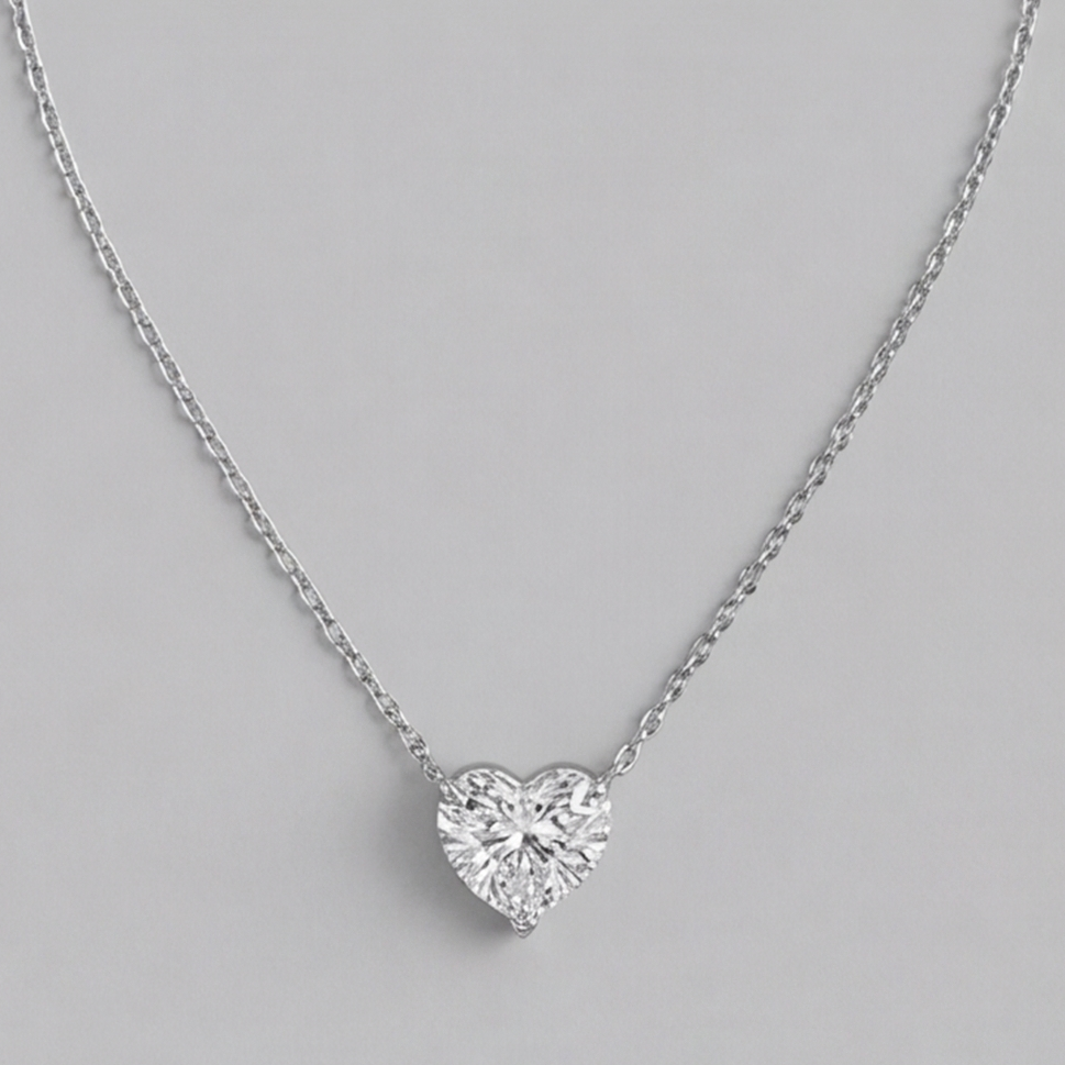 1 Ct. Lab Grown Diamond Heart Cut Solitaire Pendant Necklace (VS-EF)