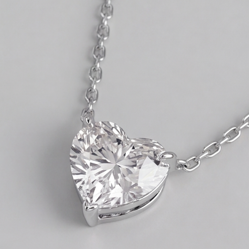 1 Ct. Lab Grown Diamond Heart Cut Solitaire Pendant Necklace (VS-EF)
