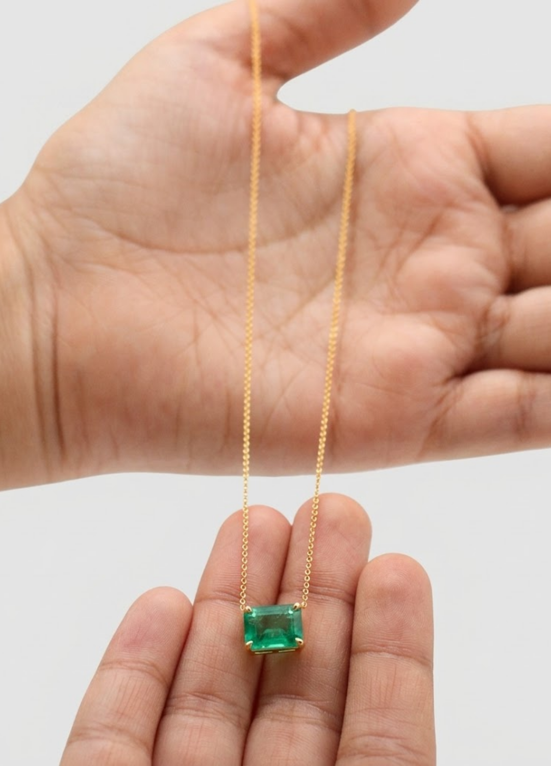 2 CT Emerald Cut Green Gemstone Pendant Necklace