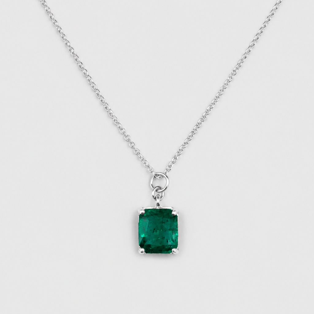 1 Ct. Emerald-Cut Emerald Solitaire Pendant Necklace