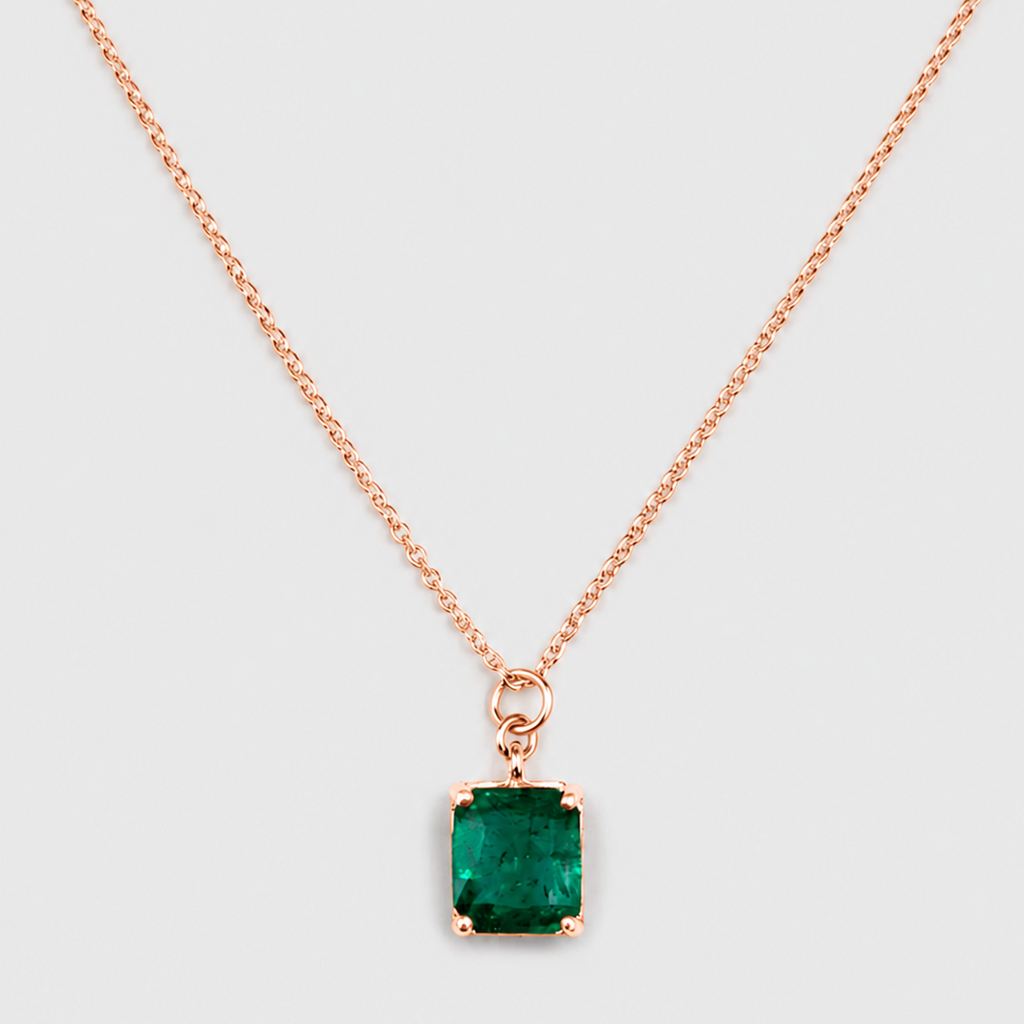1 Ct. Emerald-Cut Emerald Solitaire Pendant Necklace