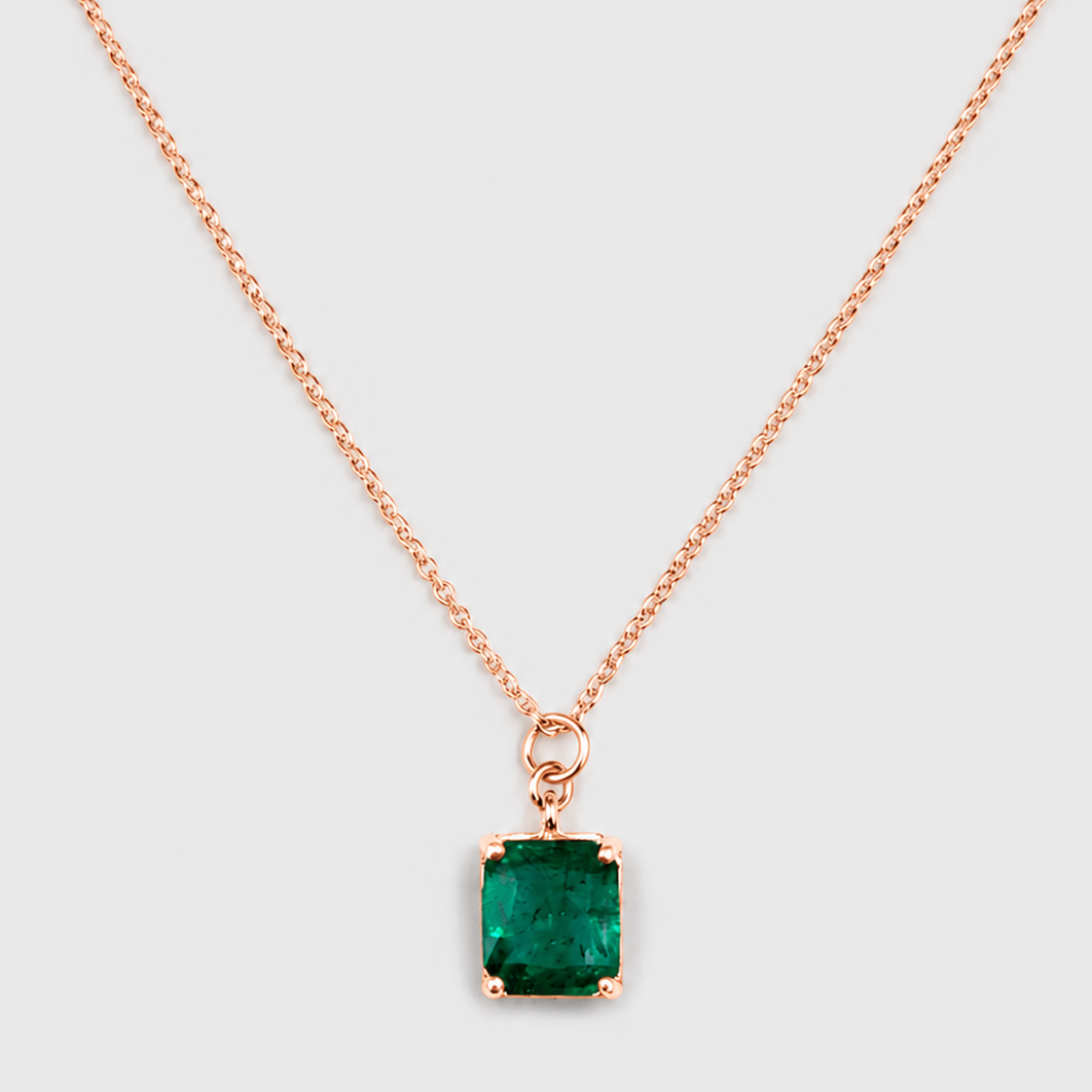 1 Ct. Emerald-Cut Emerald Solitaire Pendant Necklace