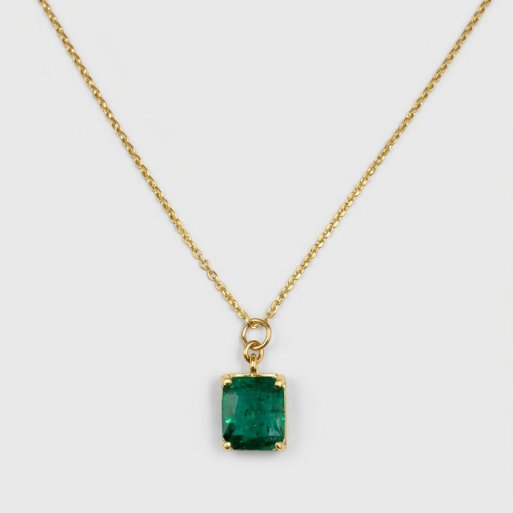 1 Ct. Emerald-Cut Emerald Solitaire Pendant Necklace