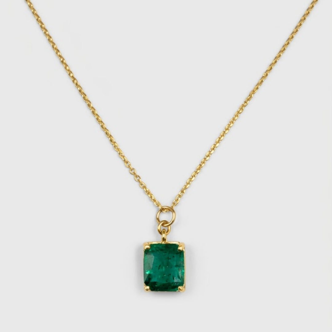 1 Ct. Emerald-Cut Emerald Solitaire Pendant Necklace