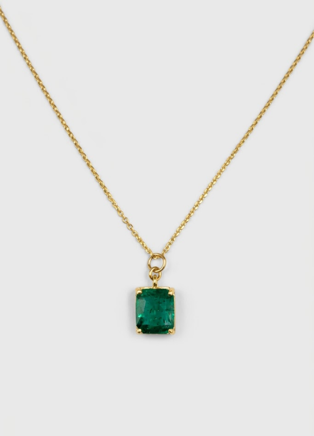 1 Ct. Emerald Cut Green Gemstone Pendant Necklace