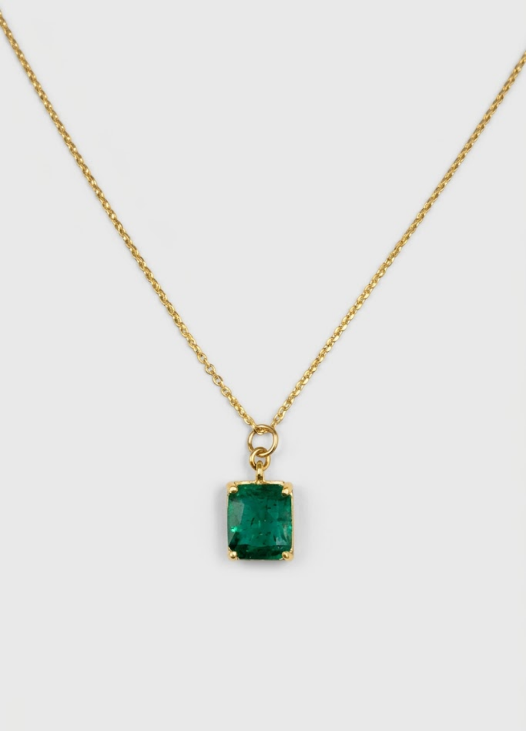 1 CT Emerald Cut Green Gemstone Pendant Necklace