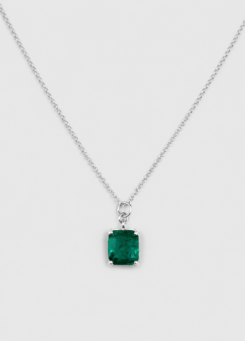 1 Ct. Emerald Cut Green Gemstone Pendant Necklace