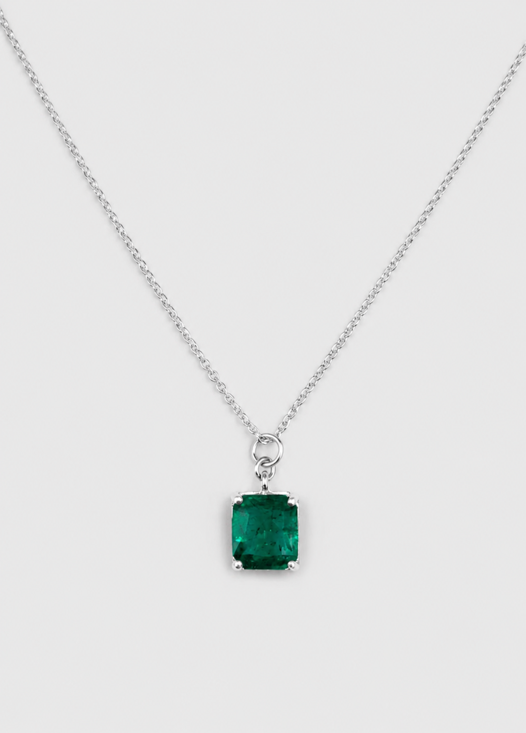 1 CT Emerald Cut Green Gemstone Pendant Necklace