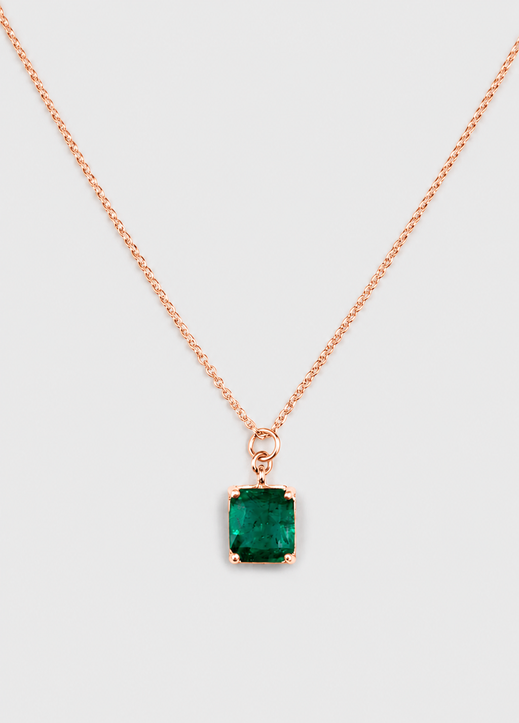 1 Ct. Emerald Cut Green Gemstone Pendant Necklace