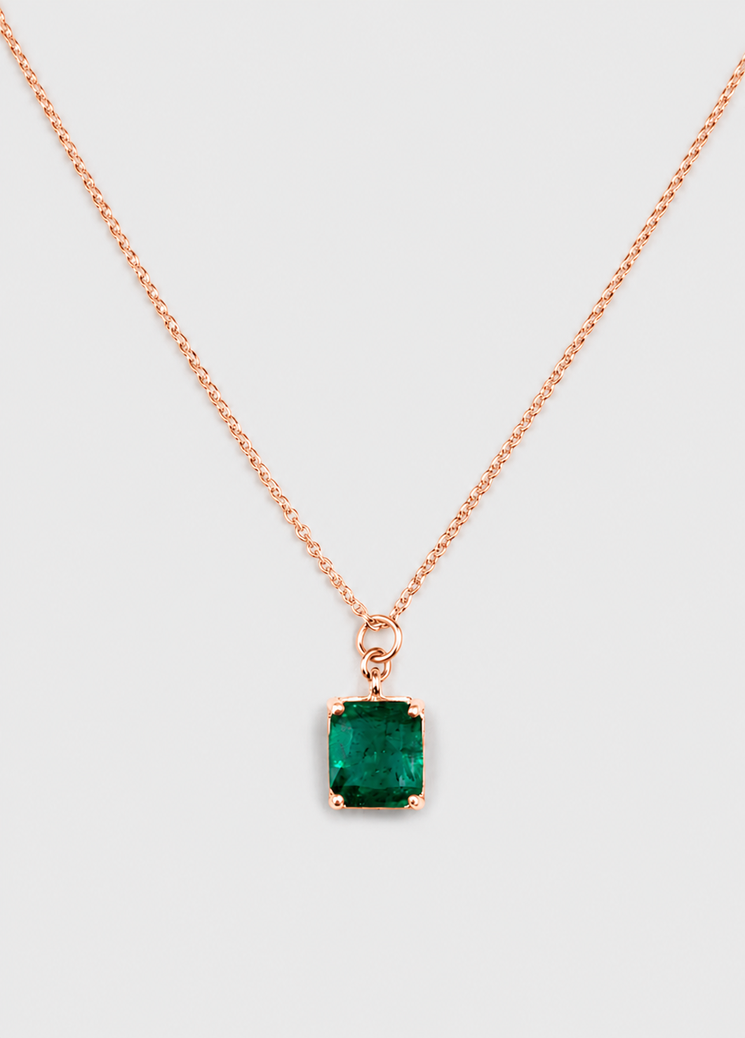 1 CT Emerald Cut Green Gemstone Pendant Necklace