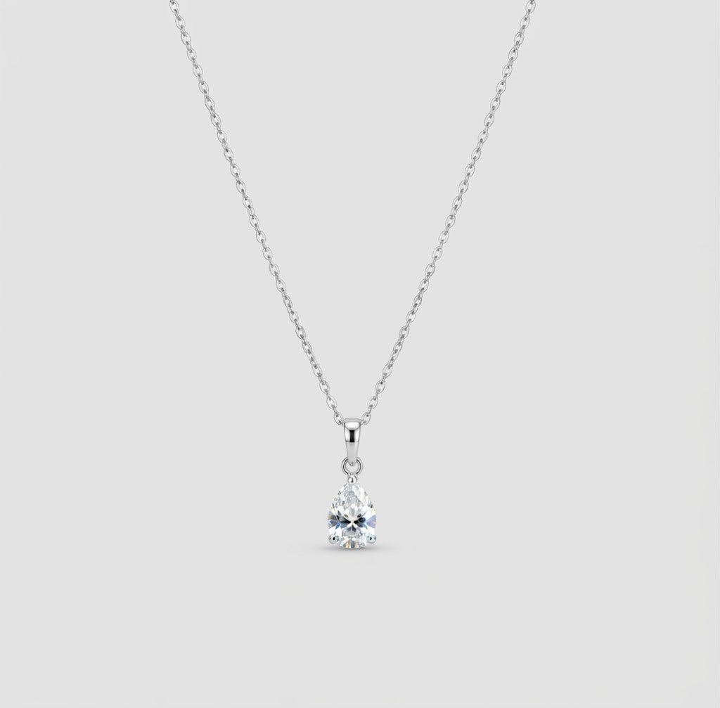 1.00 CT (VS–EF) Pear Cut Lab-Grown Diamond Solitaire Pendant Necklace for Women