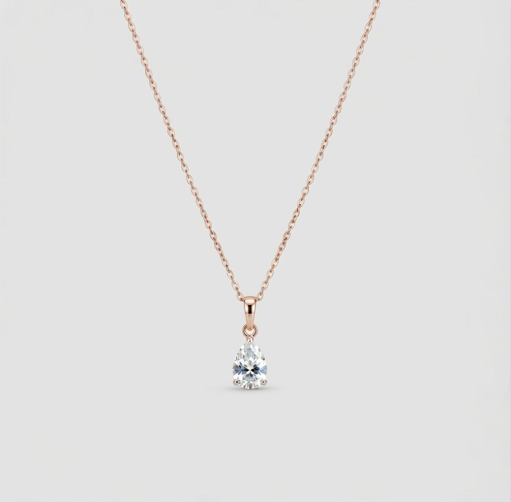 1.00 CT (VS–EF) Pear Cut Lab-Grown Diamond Solitaire Pendant Necklace for Women