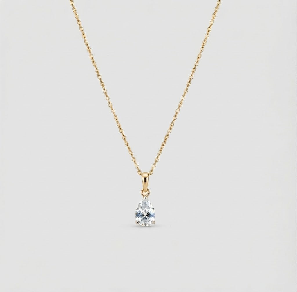 1.00 CT (VS–EF) Pear Cut Lab-Grown Diamond Solitaire Pendant Necklace for Women