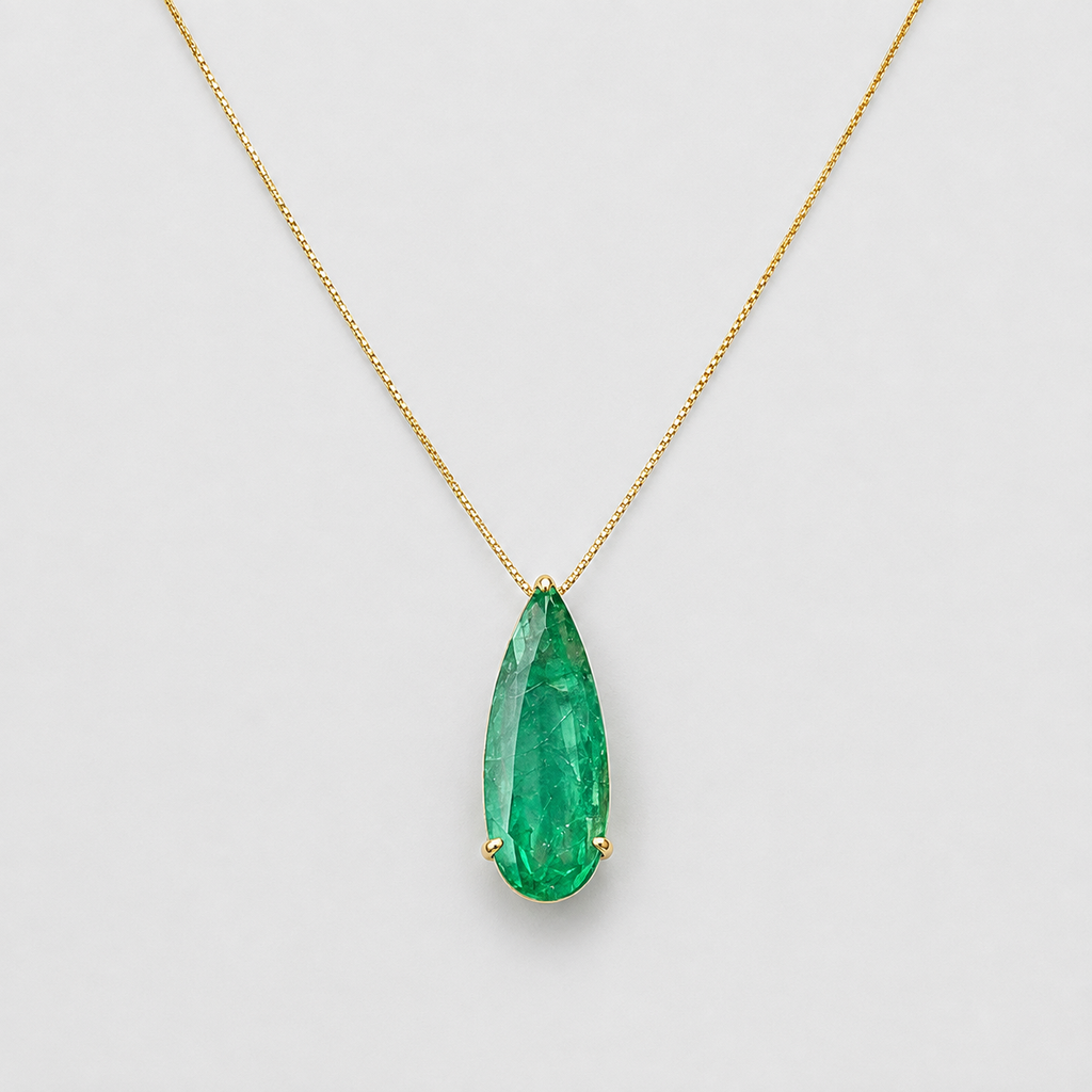 1.5 Ct. Elegant Teardrop Gemstone Pendant Necklace