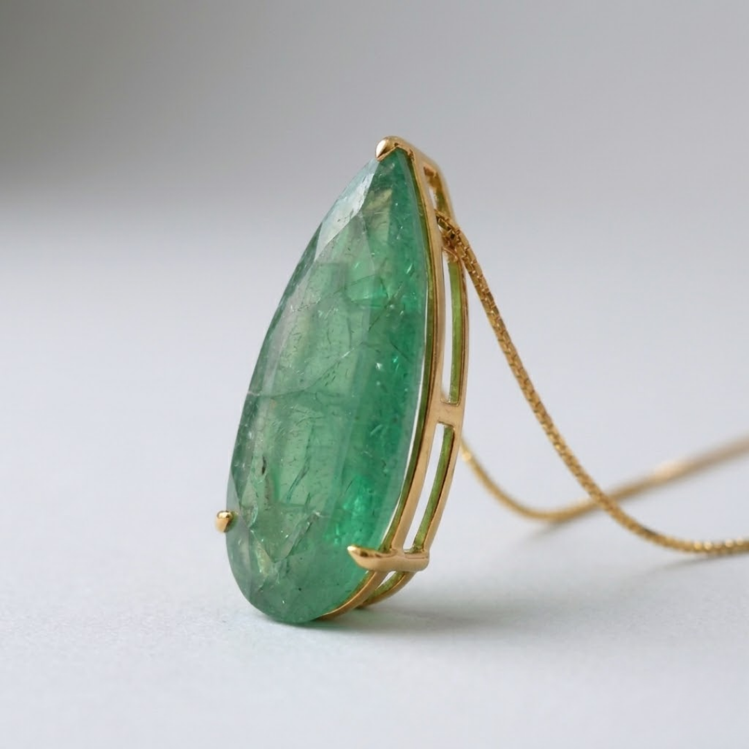 1.5 Ct. Elegant Teardrop Gemstone Pendant Necklace