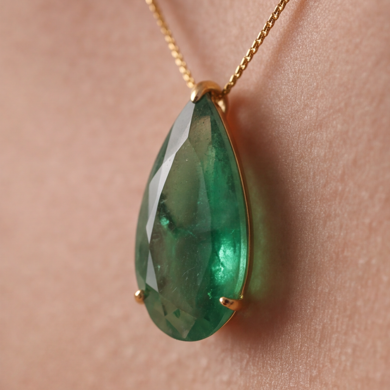 1.5 Ct. Elegant Teardrop Gemstone Pendant Necklace