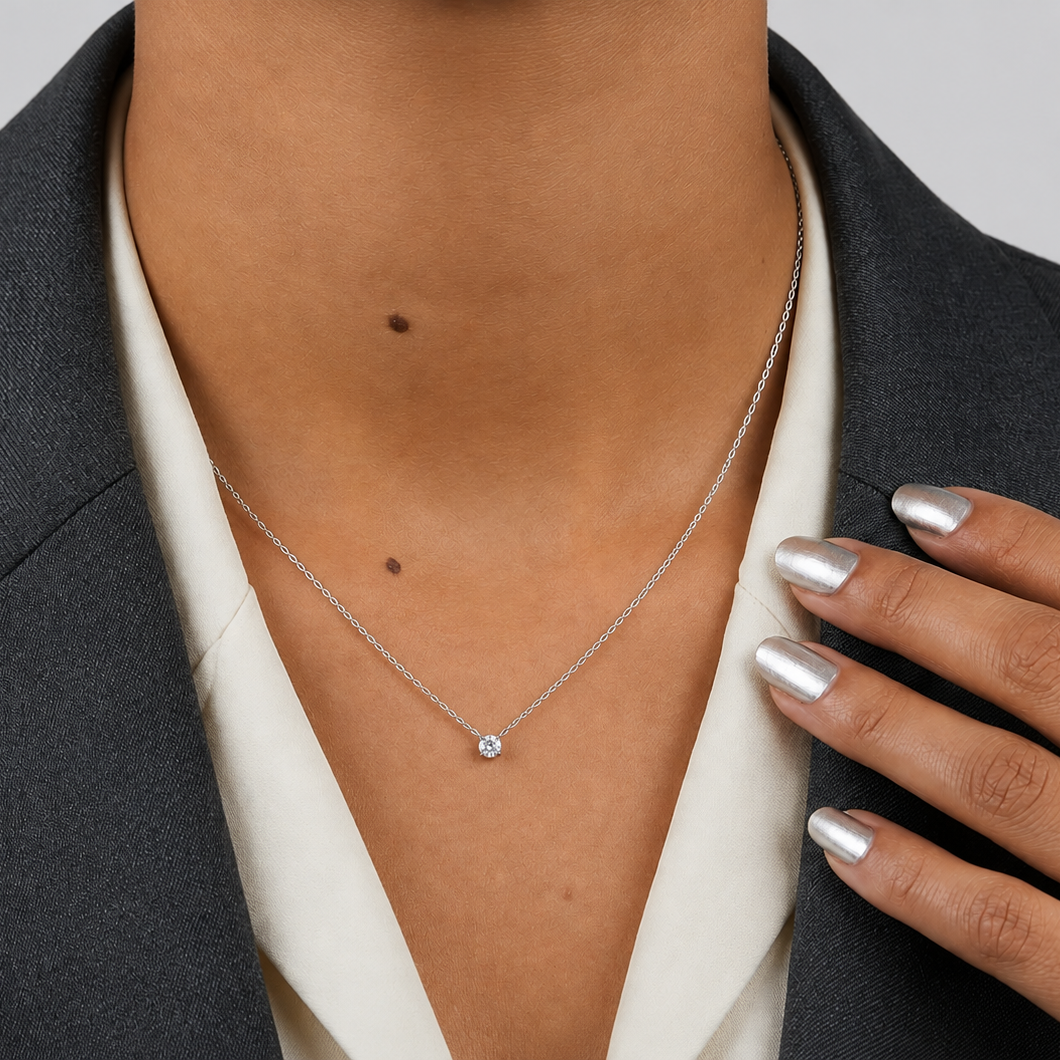 Round Cut Lab-Grown Diamond Solitaire Pendant 0.15 Ct. (EF/VVS-VS)