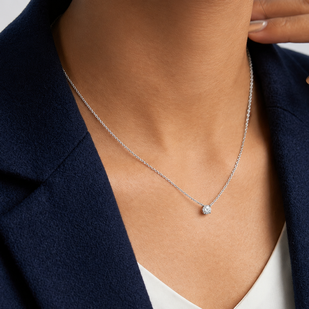 Round Cut Lab-Grown Diamond Solitaire Pendant 0.15 Ct. (EF/VVS-VS)