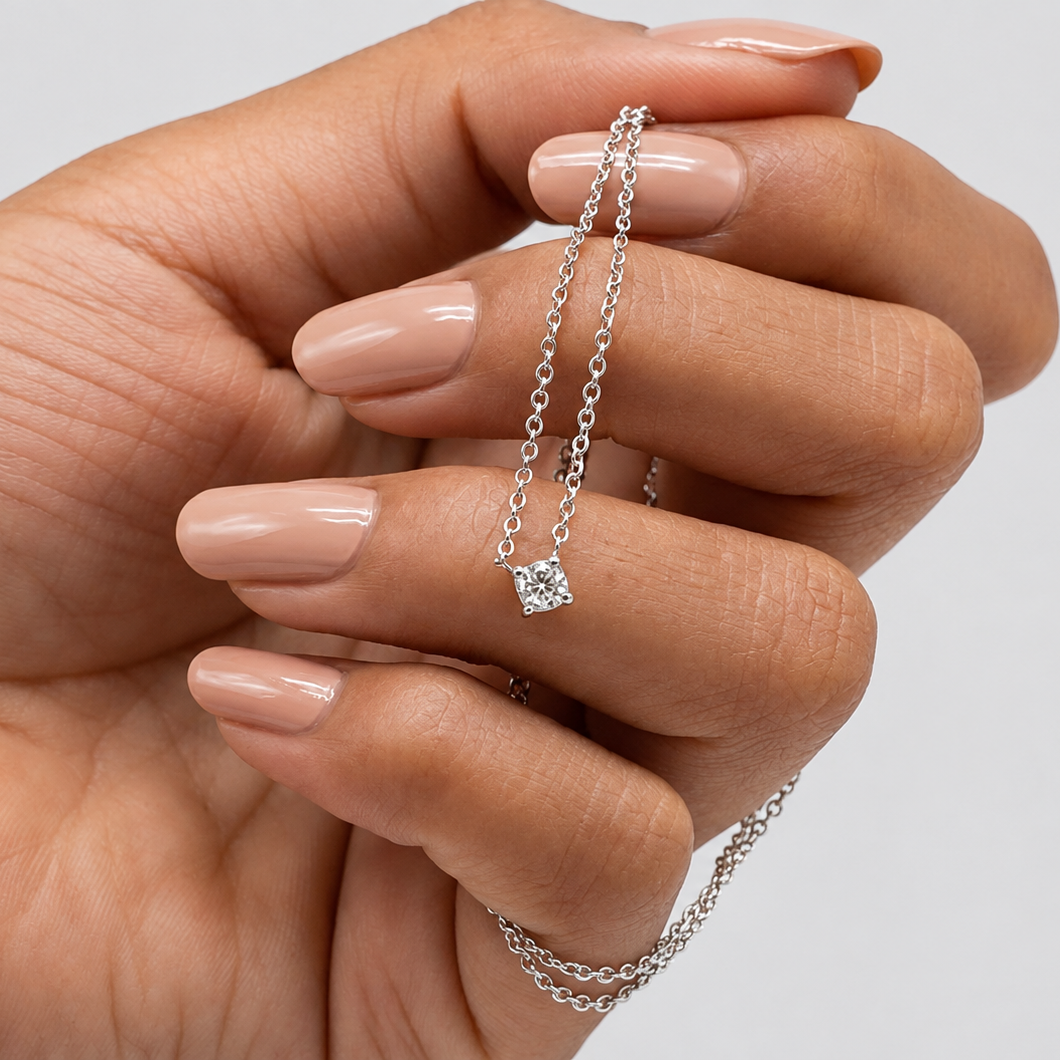 Round Cut Lab-Grown Diamond Solitaire Pendant 0.15 Ct. (EF/VVS-VS)