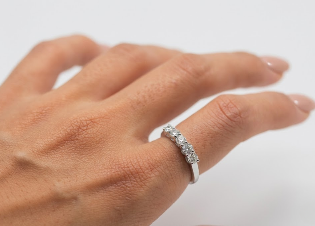 0.50 TCW (VS-EF) Baguette Cut Lab-Grown Diamond Half Eternity Band for Women