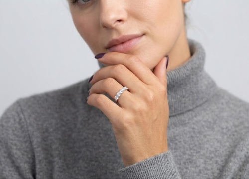 0.50 TCW (VS-EF) Baguette Cut Lab-Grown Diamond Half Eternity Band for Women