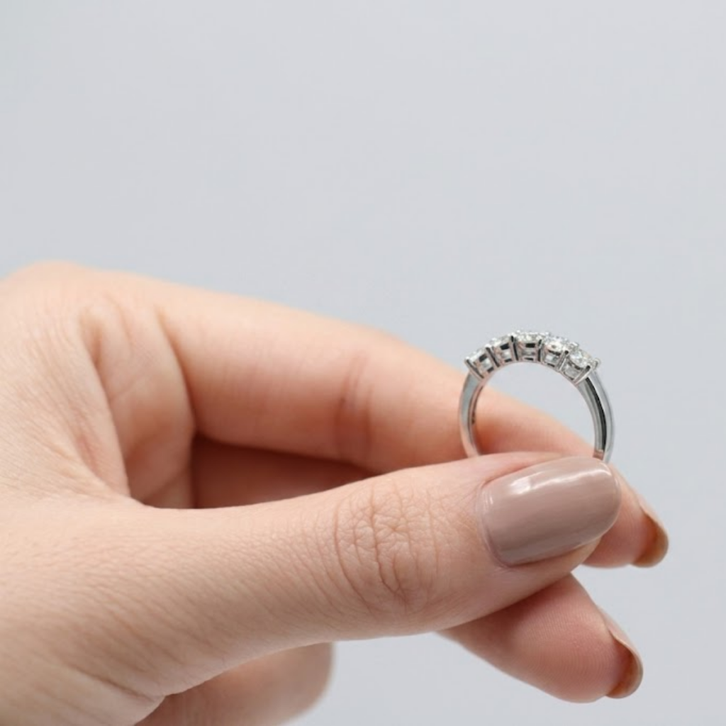 0.50 TCW (VS-EF) Baguette Cut Lab-Grown Diamond Half Eternity Band for Women