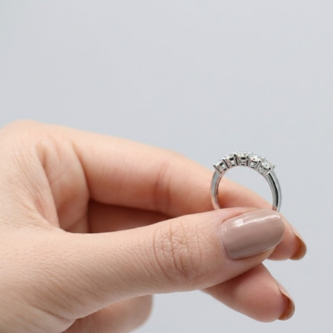0.50 TCW (VS-EF) Baguette Cut Lab-Grown Diamond Half Eternity Band for Women
