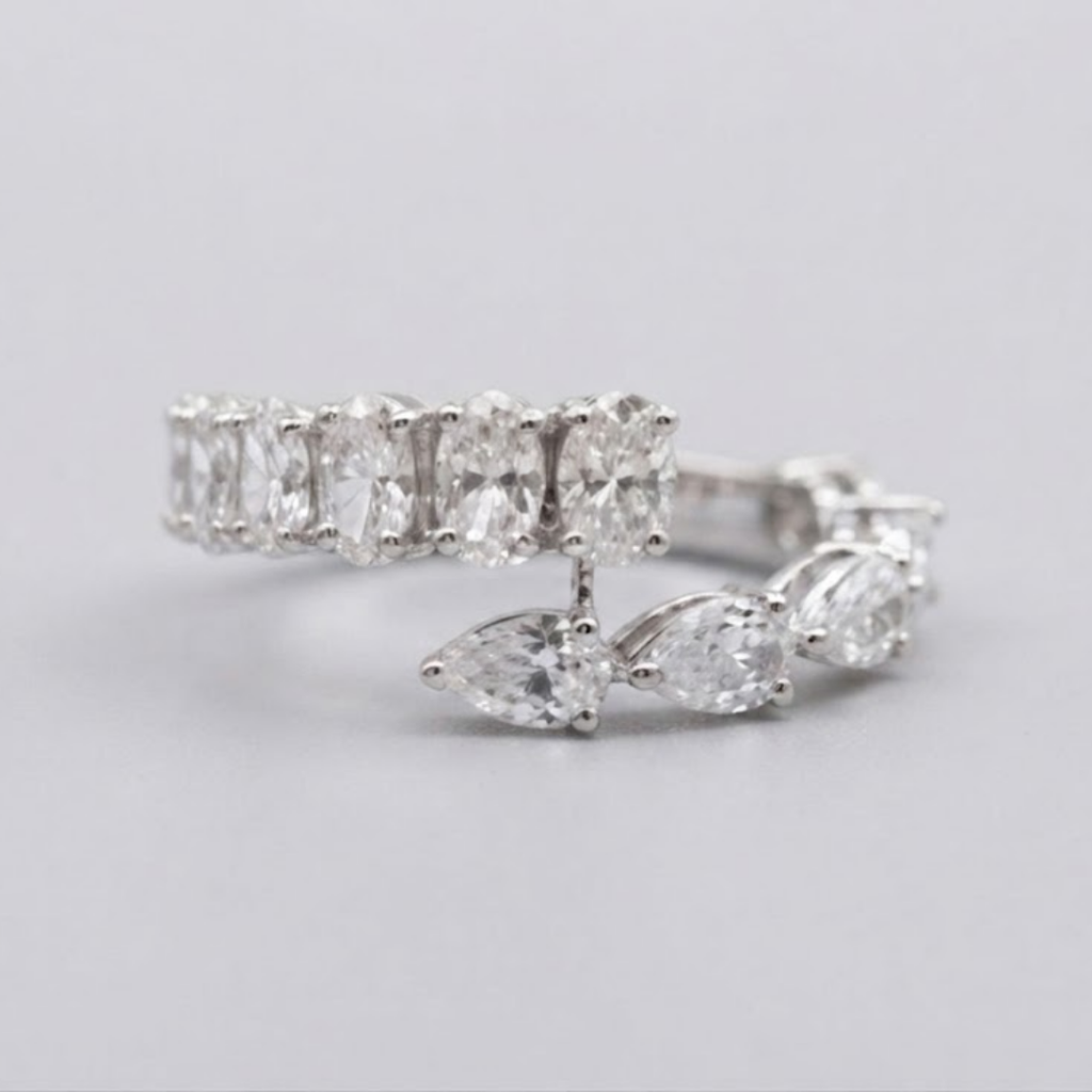 1.80 TCW (VS-EF) Round Cut Lab-Grown Diamond Open Band Ring for Women