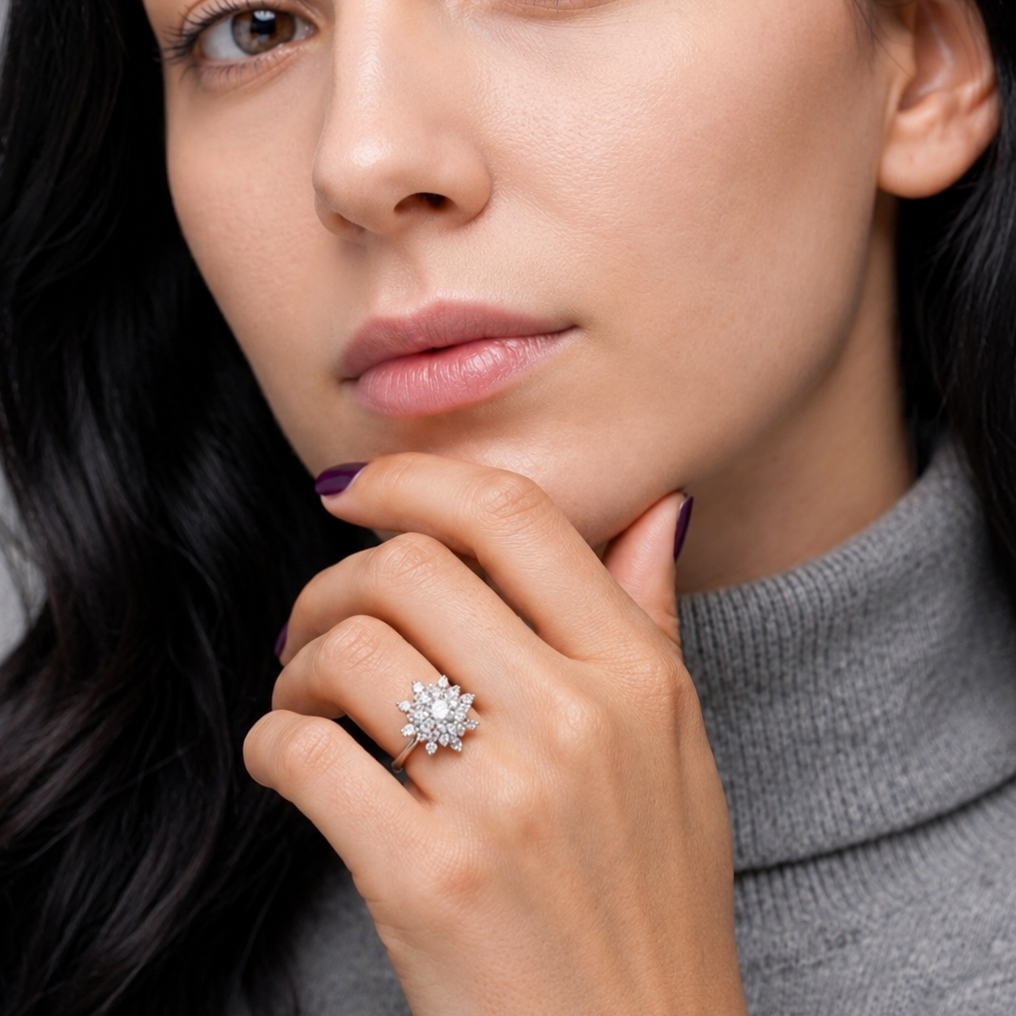 0.60 Ct Designer Cluster Ring in Lab Grown Diamond (VS-EF)
