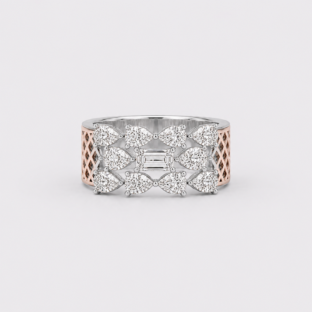 2.5 Ct. Multi Cut Lab Grown Diamond Statement Multicolor Ring (VS-EF)
