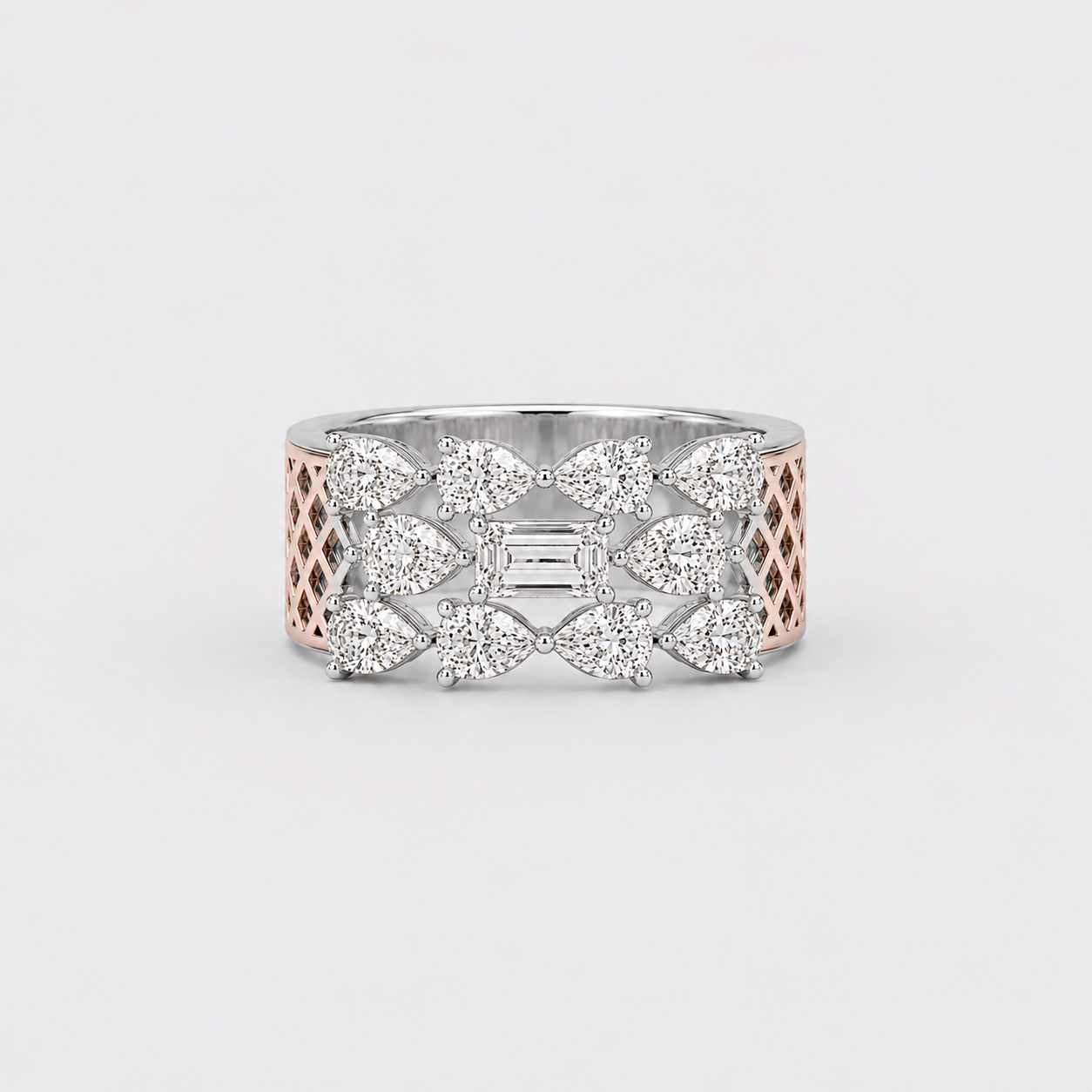 2.5 Ct. Multi Cut Lab Grown Diamond Statement Multicolor Ring (VS-EF)
