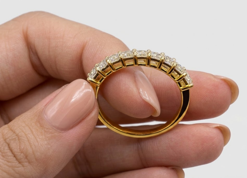 1.00 TCW (VS–EF) Baguette & Round Lab-Grown Diamond Half Eternity Band for Women